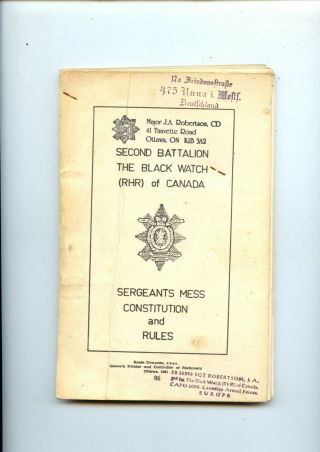 The Black Watch Rhr Of Canada 2nd Battalion Canadian Armed Forces Europe