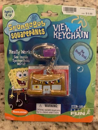 Nip Vintage 2001 Spongebob Viewer Nickelodeon Basic Fun Keychain The Krusty Krab