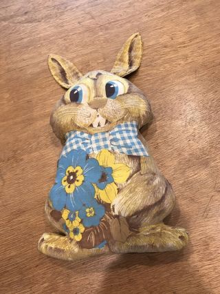 Vintage Cut & Sew Fabric Cloth Printed Stuffed Pillow Billie The Bunny Rabbit