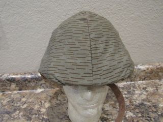 Post Wwii East German Helmet With Raindrop Pattern Camo Cover,  Liner,  Chinstrap