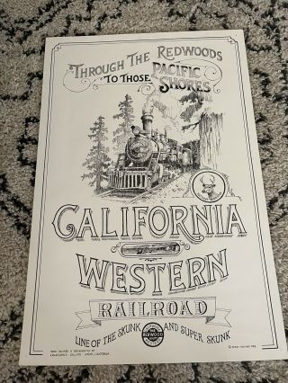 Skunk Train 1976 - Vintage California Western Railroad Barry Squires Poster