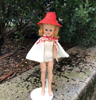 Vintage 50’s Vogue Jill Doll Swimsuit Cape Red Straw Hat