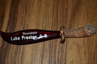 Vintage Lake Preston Sd South Dakota Advertising Ruby Red Souvenir Sword