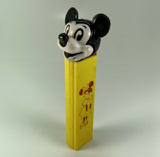 Rare 1961 Die Cut Face And Stem Mickey Minnie Mouse Disney Pez Dispenser No Feet