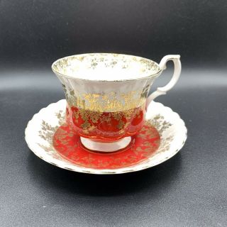 Vintage Royal Albert Regal Series Red & Gold Tea Cup & Saucer Made In England