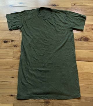 Vtg Us Army Undershirt Og - 109 Vietnam War Era Crew Neck T - Shirt M/s Od