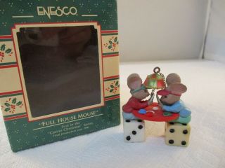 1990 Enesco ‘full House Mouse’ Christmas Ornament