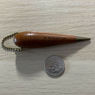 Mt.  Rainier National Park Washington Vintage Wood Pencil Keychain Key Ring 39917