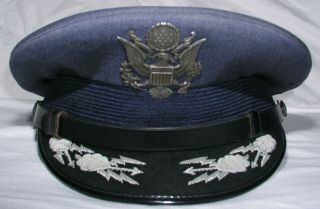 Vtg Usaf Maj To Col Field Service Visor Hat Cap W Provenance Flight Ace 23.  5 In