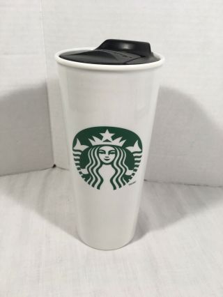 2014 Starbucks 16 Oz.  Coffee Mug White Ceramic Travel Cup Mermaid Logo Tumbler