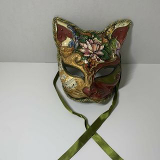 Authentic Hand - Crafted Italian / Venetian Cat Mask