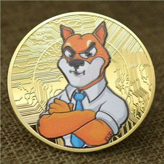 Shiba Inu Shib | Cryptocurrency Virtual Currency | Gold Plated Colorized Coin