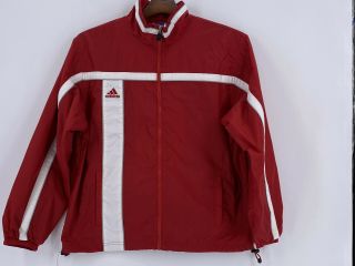 Vintage Og Adidas 90s Men’s Red Full Zip Windbreaker Track Jacket Size Medium