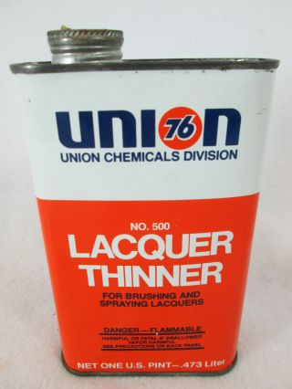 Vintage Union 76 Oil Co.  Lacquer Thinner Empty 1 Pint Metal Can