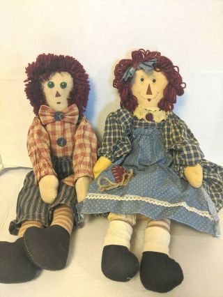 Hand Crafted Rustic Rag Doll Couple Boy And Girl 20 Inch
