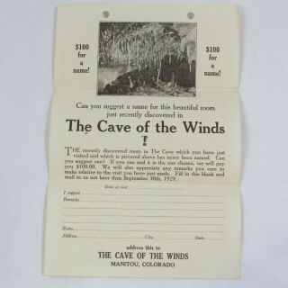 Cave Of The Winds Colorado 4 1929 Suggest Name Recently Discovered Room Flyer