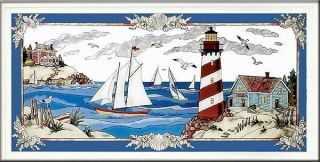 Joan Baker Designs Stain Glass Lighthouse Art Panel 3