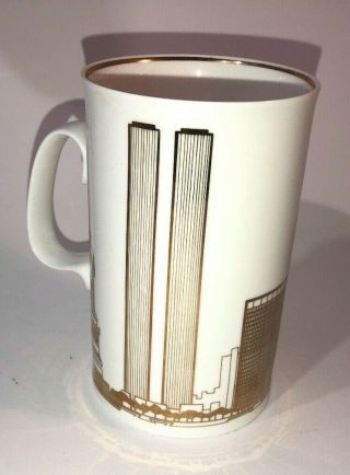 Vtg Ceramic Coffee Mug Cup Made In England B Altman & Co Nyc Skyline Twin Towers