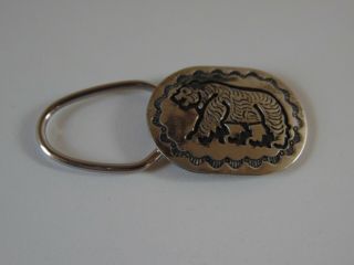 Vintage Bennett Sterling Silver Key Ring Fob Bennett Tiger Figure Engraved