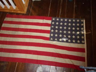 Vintage U.  S.  American 50 Star Linen Flag 38 " X 58 "