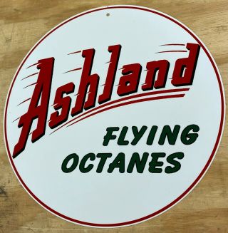 Ashland Oil Co Flying Octanes Aluminum Metal Sign 12 "