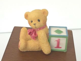Enesco Cherished Teddies Bear With Block Figurine Bear " 1 " Block