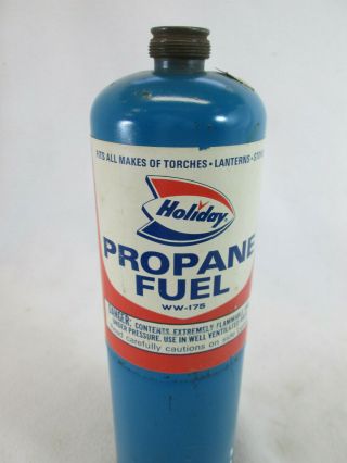 Vintage Holiday Gas Station Stores Empty One Lb Propane Fuel Cylinder