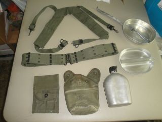 Wwii,  Korean,  Vietnam War Us Army Web Belt,  Harness,  Canteen & Holder,  Mess Kit