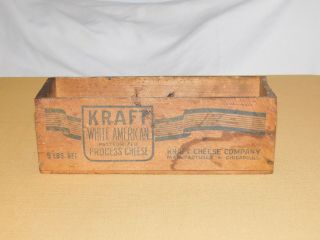 Vintage Kraft Cheese Company White American 5 Lbs Net Wood Cheese Box