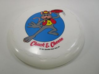 Vintage Retro Chuck E Cheese Showbiz Pizza Time Frisbee White Blue Toy