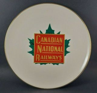 Canadian National Railways Cnr Plate 22k Gold Trim Decorated In Canada 9.  25 "