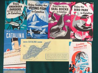 8 Catalina Island,  California Tourism Brochures - 1950s - Ferry &boat Tours Ephemera