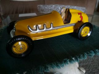 Vintage Rare Yellow Marx Pressed Steel Indy 500 Race Car 3 With Driver