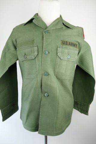 Vtg Us Army Military Shirt Men Og - 107 Vietnam Era Green Size Small 1968