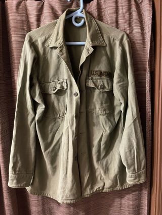 Vtg Us Army Military Shirt Men Og - 107 Vietnam Era Green 16.  5 X 34