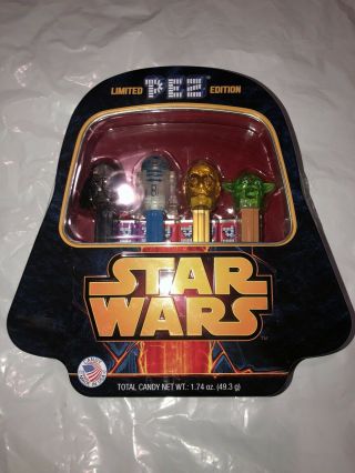 Star Wars Limited Edition Pez Candy Dispensers Set Darth Vader Helmet Metal Tin