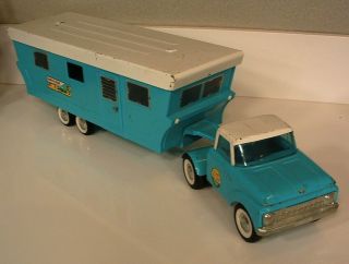 1960s Nylint Giant Camper Trailer And Semi Truck Pressed Steel