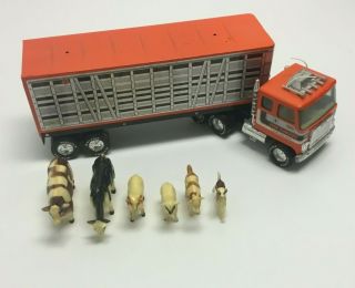 Rare 1970s Vintage Nylint 915 Gmc Cadet Farm Transport Set Semi Truck Metal Toy
