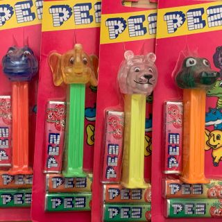 Set Of 4 Crystal Pez Animals Including Rare Mis - Carded Error