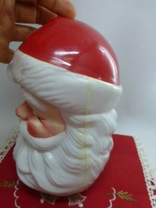 Vintage Christmas Hard Plastic Blow Mold Santa Head Rotating Music Box 3