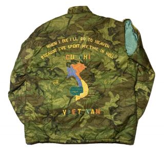 Vintage Vietnam Camo Embroidered Heaven Military Tour Jacket 1968 - 69 Thrashed