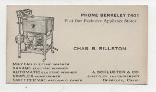 1915 Advertising Card For Maytag Washing Machine Dealer Berkeley Ca