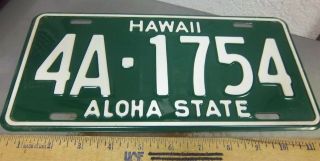Hawaii Metal License Plate 1961 4a 1754,  Aloha State,