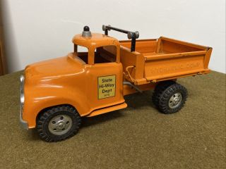 Vintage Tonka State Hi - Way Dept.  Hydraulic Dump Orange Toy Truck