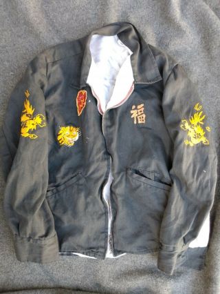 Vintage Black Vietnam Tour Jacket Embroidered Tiger & Dragons 67 68