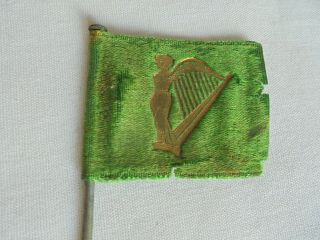 Vintage Miniature Green With Gold Harp Irish Souvenir Flag