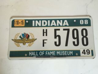 Indiana Dmv Issued Indianapolis Speedway Hall Of Fame Museum License Plate