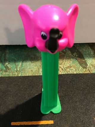 Pez Misfit Pink Elephant With Black Trunk And Green Stem & Made In Hungary Bag