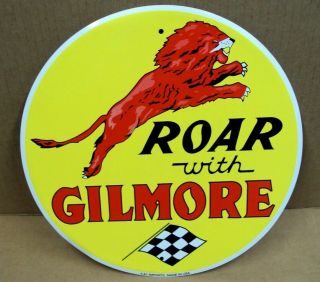 Red Lion Roar With Gilmore 12 " Round Metal Sign Made In Usa / Yellow