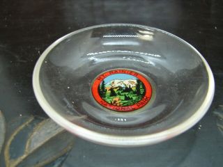 Vintage Miniature Mt.  Rainier National Park Glass Visitor Souvenir Plate Lmca21